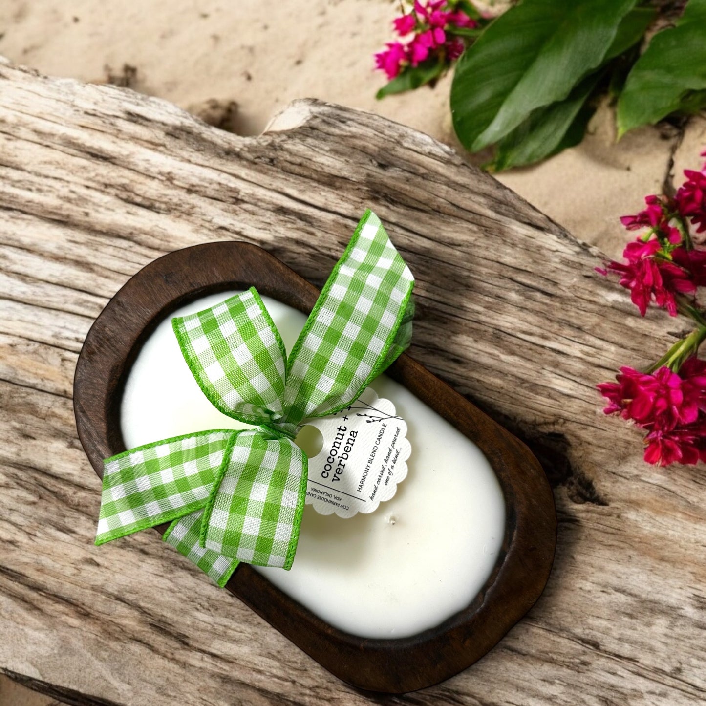 Coconut + Verbena Dough Bowl candle hand carved hand poured