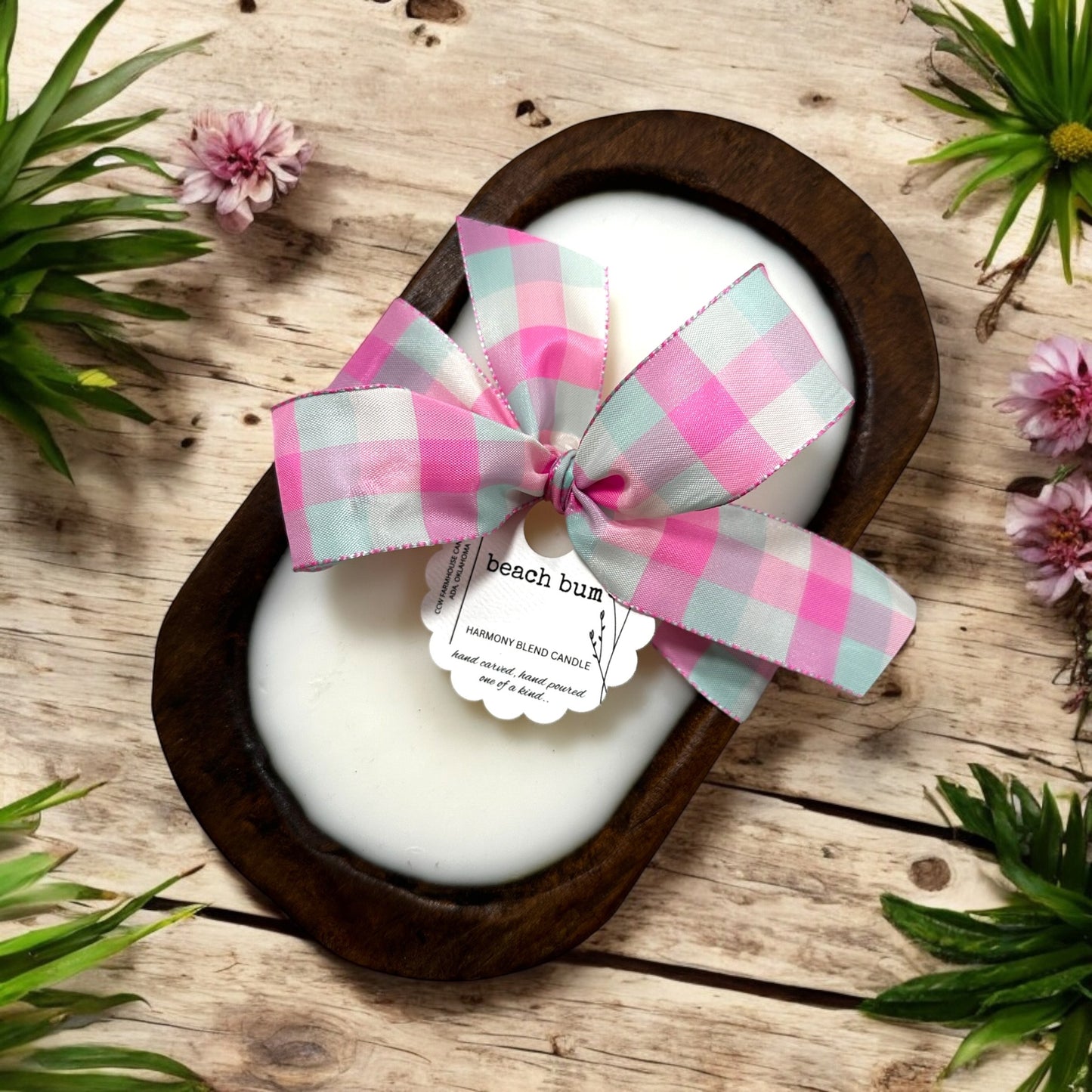 Beach Bum Dough Bowl candle hand carved hand poured