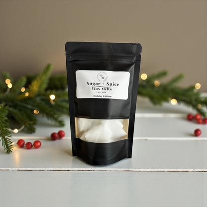 Sugar + Spice wax melts – warm buttery vanilla and sweet spice home fragrance – cozy nostalgic scent inspired by grandma’s kitchen – handmade wax melts by CCW & Co farmhouse candles.