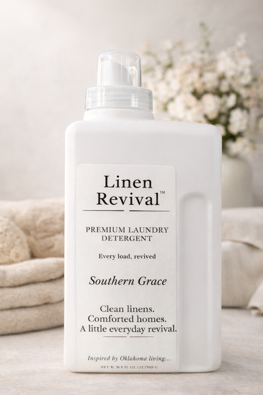 Linen Revival premium laundry detergent in Southern Grace scent by CCW & Co Farmhouse Candles