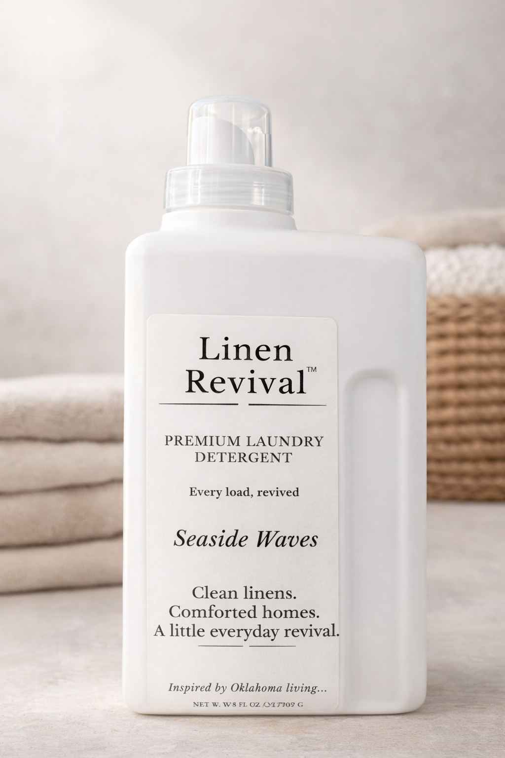 Linen Revival premium laundry detergent in Seaside Waves scent by CCW & Co Farmhouse Candles