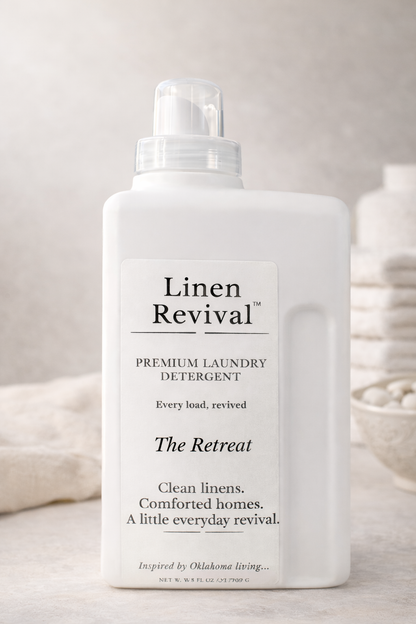 Linen Revival premium laundry detergent in The Retreat scent by CCW & Co Farmhouse Candles